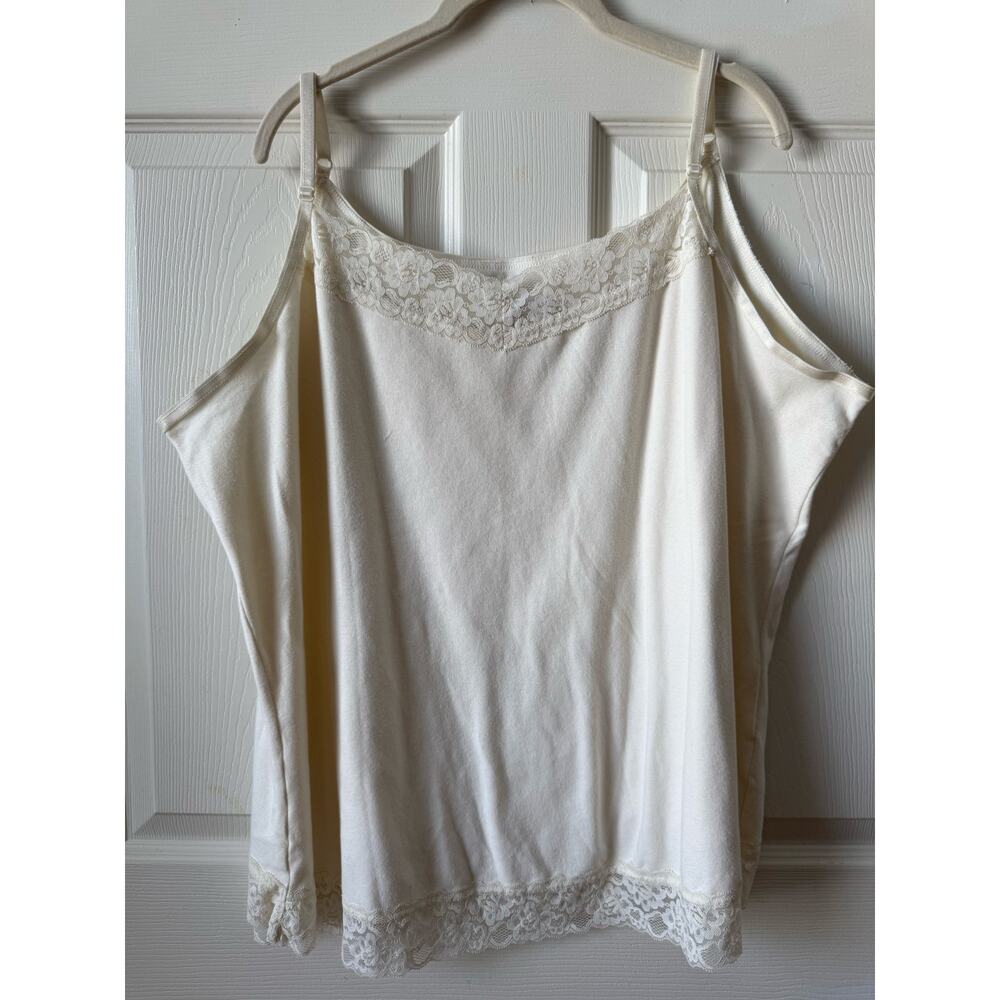 CJ‎ Banks Ivory Cream Lace Trim Cami Tank Top Womens Size 3X Capsule Layering